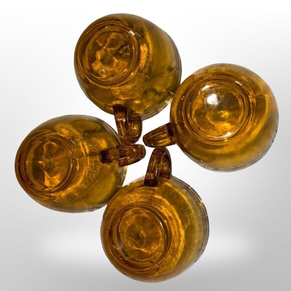 4 Vintage Amber Glass Indiana Hand Blown Glasses Punchbowl Replacements 6oz - Picture 6 of 7